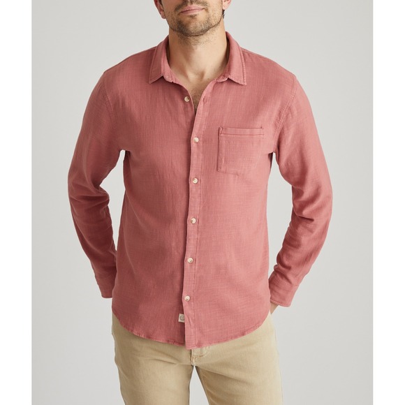 Marine Layer Stretch Selvage Mens Button Down Shirt M/L Marsala Red - Picture 1 of 10